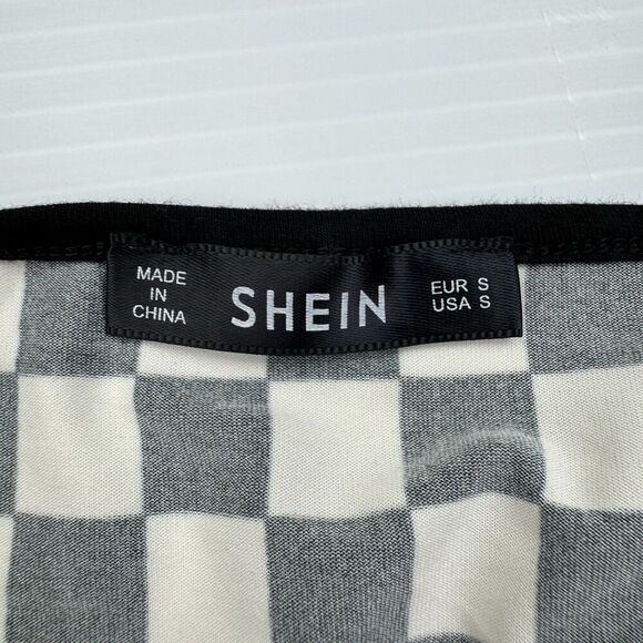 Black White Checkered Crop Tank Tops Set Size Small Y2K Rock Boho - Picture 10 of 15